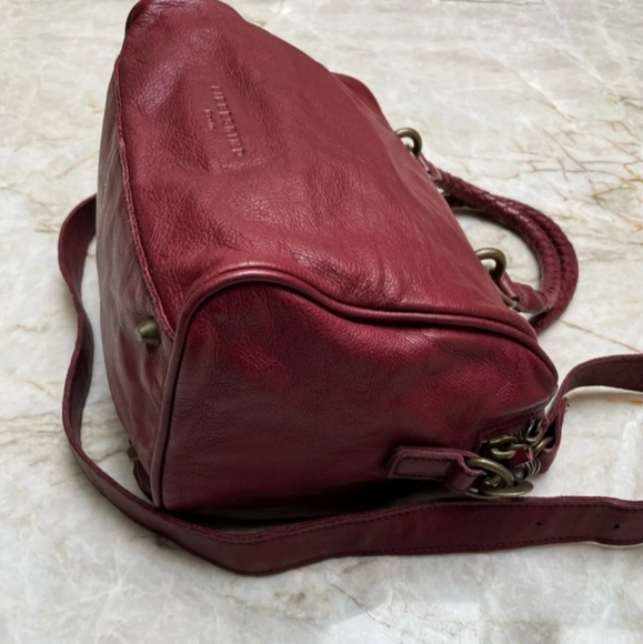 LIEBESKIND Berlin Buttery Soft Leather Wine/Burgundy  Crossbody Satchel Tote - Picture 6 of 10